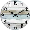 CHYLIN Wall Clock - 18 Inch Silent Non Ticking Wall Clocks Battery Operated, Wooden Rustic Farmhouse Larger Clock Decorative for Living Room, Kitchen (Blue)