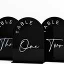Black Arch Wedding Table Numbers with Stands 1-30, 5x7 Inch Black Acrylic Arch Sign with Holder, Arched Acrylic Table Numbers for Wedding Reception (1-30, 5"x7")