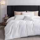 MooMee Duvet Cover Set, 100% Extra Long Staple Cotton 600 Thread Count Sateen Smooth Luxury Breathable Hotel Quality Cooling Bedding for All Season, 3 Pieces (White, Full 80"x90")
