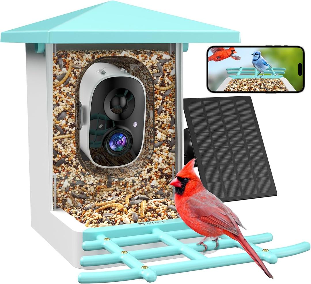 Smart Bird Feeder with Camera, AI Identify 16,000+ Birds, 5W Solar, 170 View, Motion Detection Ideal Gift for Bird Lovers, Forest Green 