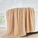 NEWCOSPLAY Super Soft Throw Blanket Brown Premium Silky Flannel Fleece 3D Waffle Checkered Lightweight Bed Blanket All Season Use (Brown, Throw(50"x70"))