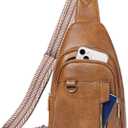 GAEKEAO Sling Bag for Women Crossbody Bags Fanny Pack Vegan Leather Chest Bag Travel Shoulder Belt Purse Backpack Gifts (Brown)