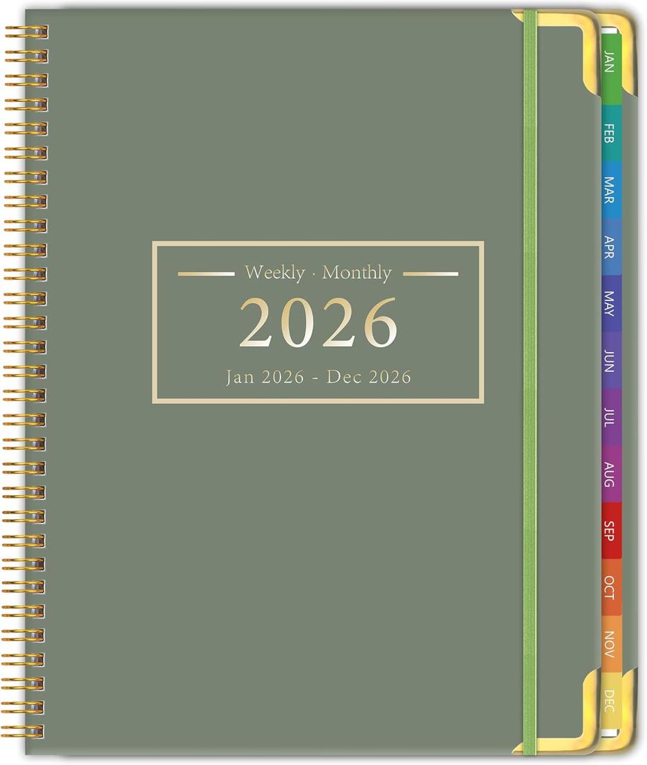 2 x Planner -2026, Hardcover Weekly & Monthly Calendar Planner, January 2026 - December 2026, 8.5" x 11", Daily Agenda Book with Colorful Tabs, College Organizer Notebook, School & Work Supplies for Student Teacher Classroom