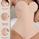 Women's Strapless Body Shaper Tummy Control Waist Push-Up Bodysuit with Cups and Detachable Straps Shapewear