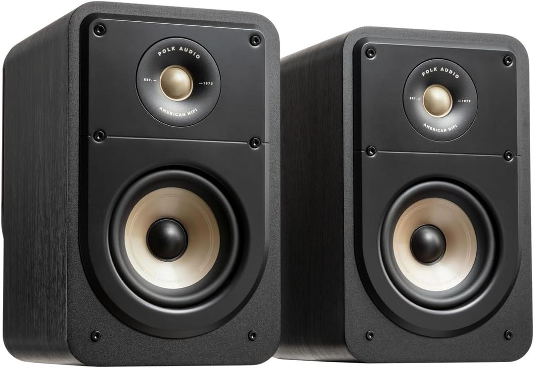 Polk Signature Elite ES15 Surround Sound Speakers - Hi-Res Audio Certified, Dolby Atmos & DTS:X Compatible, 1" Tweeter & 4" Woofer, Power Port Technology for Bass (Pair, Stunning Black)