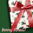 LaRibbons Reversible Christmas Wrapping Paper Mini Roll, Holly Berry Print and Solid Green Design, for Christmas, Holiday, and Seasonal Gift Wrapping, 17" x 33'(46.7 sq. ft)