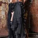 HaoLin Steampunk Retro Victorian Punk Cincher Lace up Long Ruffle Pencil Skirt Black (Black)