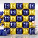 NISOCY 25PCS Blue Gold Square Foil Balloons Wall Backdrop Double Sided Navy Blue Gold Balloons Arch Kit for Birthday Graduation Baby Shower Wedding Anniversary Party Decorations