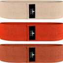 Hatha Yoga Large Resistance Band,14.5" x3.15",Fabric Exercise Loop Bands with Instruction Guide and Carry Bag, Set of 3.