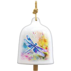 Spoontiques Dragonfly Garden Bell - Decorative Ceramic Bell for Yard and Garden Decoration, Indoor and Outdoor Décor