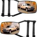 Car Tow Mirror - Universal Clamp-On 360 Degree Rotation Adjustable Mirror, RV Leveling Blocks, Rear View Side Clip-On Extensions for Towing