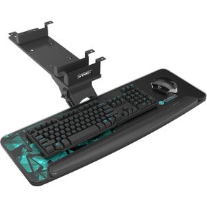 EUREKA ERGONOMIC Height Adjustable Mouse & Keyboard Tray Under Desk, 28x10'' Large Slide Out Swivel Tilt Computer Keyboard Drawer with Mouse Pad for Gaming Home Office Desk, Dual Mount (28 Inches, Black & Green)