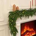 Joyhalo Christmas Garland, 6 FT Faux Real Touch Cedar Garland Artificial Realistic Hobby Lobby, Prelit Cedar Garland with Lights Battery Operated for Mantle, Stairs Railing