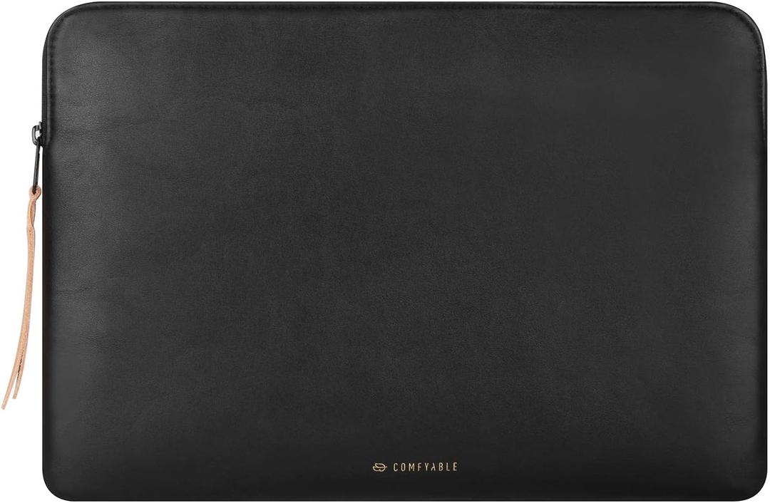 Comfyable Slim Protective Laptop Sleeve Compatible with 13/13.3/14 Inch MacBook Air & MacBook Pro, Mac Travel Case, Laptop Pouch, Slim PU Leather Cover M5/M4/M3/M2/M1 2025-2021, Black