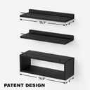WOPITUES Floating Shelves for Wall with Cube Shelf, Wall Shelves with Metal Rail for Bathroom Decor, Bathroom Organizers and Storage, Over Toilet Shelves for Toilet Paper-Black