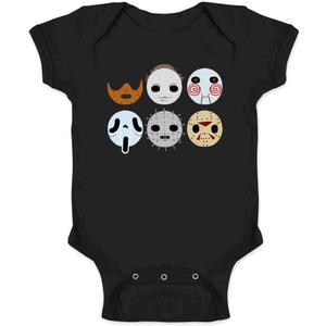 Pop Threads Horror Masks Monster Scary Movie Halloween Spooky Infant Baby Boy Girl Bodysuit (6 Months)