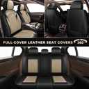 YORKNEIC 2 Front Car Seat Covers for Honda CR-V 2015-2025 2026 Custom Fit | Waterproof Faux Leather Full Coverage Set Compatible Airbag All Weather Seat Cushion Protector (2 Front Set, Black&Beige)