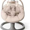 Momcozy 2-in-1 Electric Baby Swing, Dual-Arm Support System, Khaki | Parent-Inspired Motions, Converts to a Toddler Seat up to 66 lbs, with Adjustable Height and a Lightweight Design