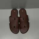 Summer Men Sandals for Leather, Comfortable Flats with Memory Foam Insole, Rubber Outsole Non-Slip Casual Fashion Slides (10, Coffee)