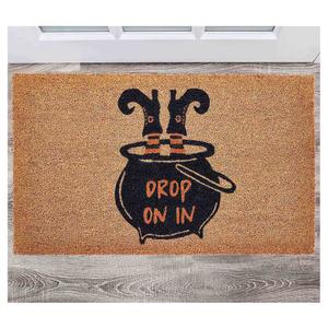 VCNY Home - Doormat, Outdoor Coir Welcome Mat, Witch Cauldron Design, Spooky Home Decor (Halloween Collection, 18" x 30")