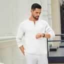 COOFANDY Men Long Sleeve Henley Shirs Casual Basic T Shirts Soild Button Tees with Pockets XXL