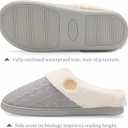 Chantomoo Womens Slipper Warm Comfy Memory Foam House Slippers Knitted Shoes Faux Fur Lined Anti-Skid Rubber Sole Bedroom Cozy Indoor Outdoor Slippers (7-8, Grey)
