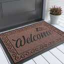 Yimobra Welcome Mat Outdoor Indoor, Waterproof Heavy Duty Front Door Mat Outside Entrance, Extra Sturdy Non-Slip Doormat, Low Profile, Dirt Trapping, 36x24 Inches, Maroon