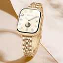 Melyis Slim Metal Band with Case Fits Apple Watch Bands for Women 41mm, Thin Stainless Steel iWatch Bands for Women, Dressy Band for Apple Watch with Screen Protector Series 9 8 7, Gold