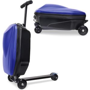 Ec HomeLife Scooter Luggage, 2- in- 1 Folding Carry On Hardshell Ride On Scooter 21", Blue