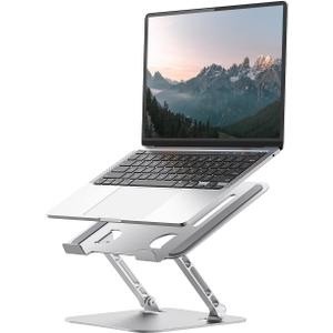 Laptop Stand for Desk, Adjustable Metal Foldable Laptop Riser Holder, Aluminum Desktop Book Stands, Ventilated Cooling Computer Notebook Stand with 10-17" (Silver)