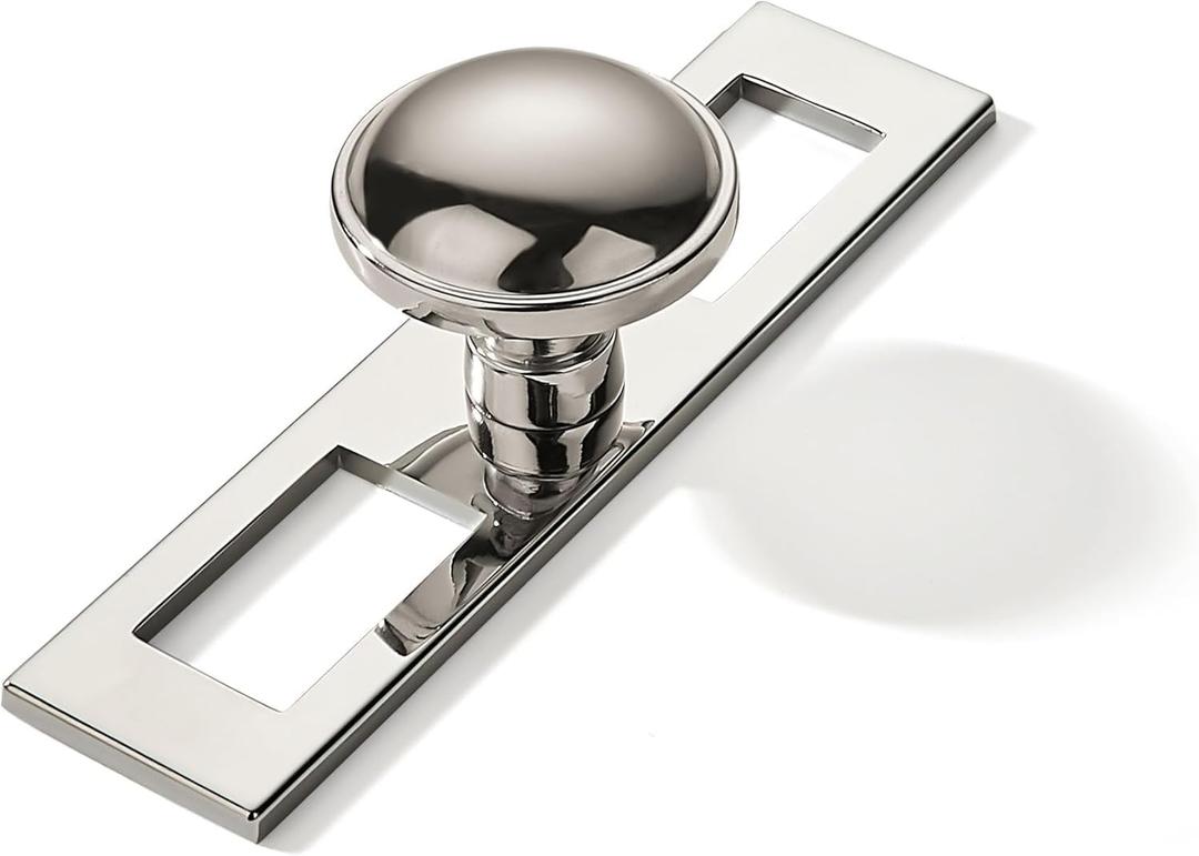 khtumeware 10 Pack 1-1/4 Inch Cabinet Knobs Backplate with 4 Inch Base Plate Zinc Solid Polished Nickel Kitchen Cabinet Handles Drawer Pulls Cabinet Hardware