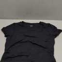 QINSEN Short Sleeve Shirts for Women Round Neck Basic Double Lined Tees Fitted Y2k Crop Tops (Medium, Black)