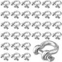 30 Pack 3/8 Inch D Ring Shackles, Galvanized Carbon Steel Screw Pin Anchor Shackles, D-Shackles for Marine, Mining, Forestry, Land Transport, Home Use