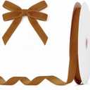 2 x Light Brown Velvet Ribbon 3/8" Vintage Fall Ribbon Thin Khaki Velvet Ribbons for Gift Wrapping Christmas Ribbons for Crafts, Hair, Choker, Xmas Wreath, Flower Bouquet, Christmas Tree 25 Yd (kaqi)