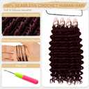 Miracle Knots Crochet Human Hair, Deep Wave Pre-Separated Crochet Hair for Black Women, Easy Install Hook Design, Invisible Natural Look,Boho Hair 18 Inch 120g(99J# Black Wine Color)