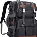 WITZMAN Canvas Travel Backpack for Men Large Laptop Backpack Fit 16 inch Carry-on Airline Approved Convertible Shoulder Rucksack(A6617-3 Black)
