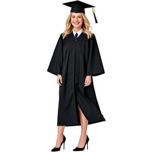GradPlaza Matte Graduation Gown and Cap Tassel 2024 2025 Year Set for Middle High College School Adult Black Size 51 Robe