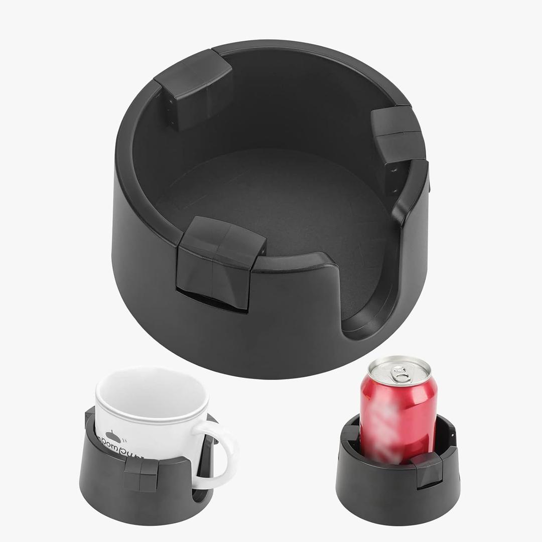 Anti-Spill Cup Holder, Adjustable Inner Diameter Drink Coaster with Sticker, Drink Holder for Home Office Outdoors (Black)