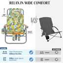 Backpack Beach Chair Wide Seat High Back Folding Camping Chair for Adults 5-Position Recline Supports 400lbs Portable Chair with Cup Holder Cooler Bag Storage Pouch for Outdoor Lawn Picnic