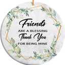 Velyra Christmas Ornament 2025  Friendship Ornament 2025  Friends are a Blessing Inspirational Quote Ceramic Round Keepsake for Best Friends, Coworkers, Women, Men