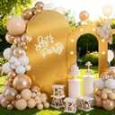 Gold Arch Backdrop Stand Outdoor, 6.6FT+5.5FT Backdrop Arch Stand Frame with Lights, Set of 2 Round Top Arch Photo Booth Background for Birthday Party Wedding Baby Shower Graduation Decorations