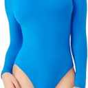 DAVID ARCHY Women's Bodysuits Long Sleeve Double Lined Soft Slimming Fit Round Neck,  Size L