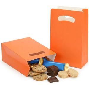 2 x UnicoPak 16 Pack Orange Party Favor Bags Birthday Goodie Bags Small Gift Bags for Party, Treat, Candy, Cookie, Goody, 6x3x9 inches