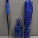 Cobweb Duster with Extension Pole, Washable Cleaning Duster Kit with 2 Duster Heads, Cobweb Duster, Corner Brush, Aluminum Telescoping Pole for Ceiling Fan (Blue)