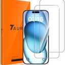 TAURI 2 Pack for iPhone 15/iPhone 15 Pro Screen Protector Tempered Glass, Sensor Protection, Dynamic Island Compatible, Case Friendly, 6.1"