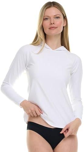 Hurley Rash Guard for Women with Hood, Long Sleeve Hoodie Swim Shirts for Women, Quick Dry UPF 50+ SPF Sun & UV Protection. Medium