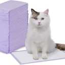 Amazon Basics Cat Litter Pee Pads, Odor Control with Fresh Scent, Super Absorbent, Disposable, Universal Fit Litter Box, Purple and White, 40 Count