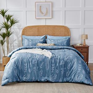 Twin XL Comforter Set Blue, Cute Floral Bed in a Bag Twin XL Boho 5 Pieces, Soft Fluffy Bedding Sets with Comforter, Sheets, Pillowcase & Sham, All Season