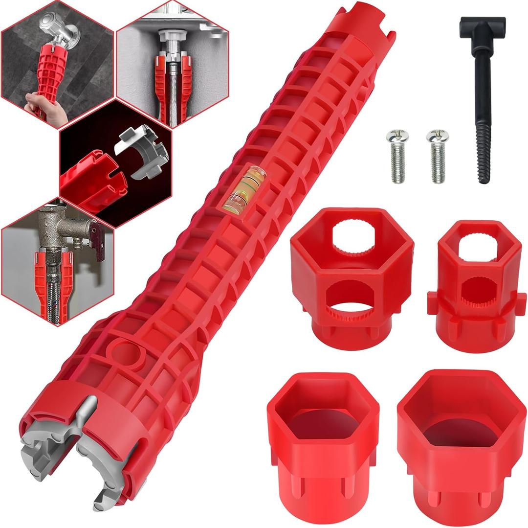 14 in 1 Faucet and Sink Wrench - Plumbing Wrench Installer, Multifunctional Faucet Removal Tool for Pipes Wrench under Bathrooms, Toilets, Kitchens, Sinks