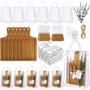 Kochorie 6 Sets Baby Shower Prizes for Game Winners 49 Pcs Square Acacia Wood Cheese Board Gift with Knives Spoons Gift Bags Kitchen Towels Bridal Shower Party Favors for Guests